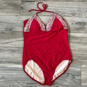 Isaac Mizrahi swimsuit, halter style, red color, like new